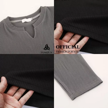 Áo thun gân tăm nam dài tay cổ tròn TOMIJUN co giãn 4 chiều unisex trẻ trung năng động