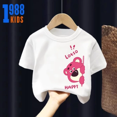 Áo Thun Gấu Dâu Bé Gái Cotton Thoáng Mát In Hình Lotso 15-40kg TE150 Giá 90.000