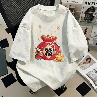 Áo thun gia đình 100% cotton RANZIHUI dáng rộng cổ tròn Tết Nguyên Đán 2.026 cha mẹ và con 3 Áo thun gia đình 100% cotton RANZIHUI dáng rộng cổ tròn Tết Nguyên Đán 2.026 cha mẹ và con 3
