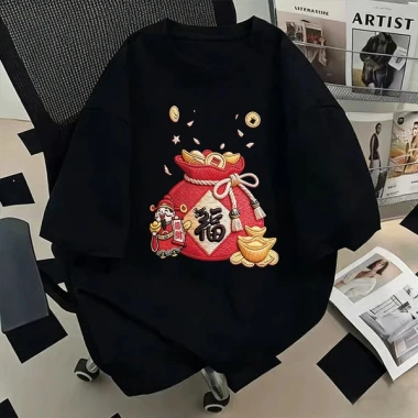Áo thun gia đình 100% cotton RANZIHUI dáng rộng cổ tròn Tết Nguyên Đán 2.026 cha mẹ và con 5 Áo thun gia đình 100% cotton RANZIHUI dáng rộng cổ tròn Tết Nguyên Đán 2.026 cha mẹ và con 5