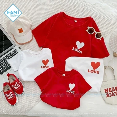 Áo thun gia đình Fami Style - Bố Mẹ Bé in trái tim love, cotton thấm hút mồ hôi, mặc mát, giảm giá 123k