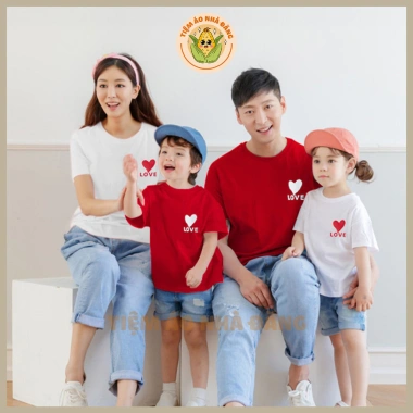 Áo thun gia đình Fami Style - Bố Mẹ Bé in trái tim love, cotton thấm hút mồ hôi, mặc mát, giảm giá 123k