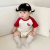 Áo thun gia đình FOM rộng bé phối đỏ, logo ngựa, bờm xanh cute - 169k 2
