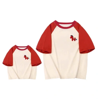 Áo thun gia đình FOM rộng bé phối đỏ, logo ngựa, bờm xanh cute - 169k 6 Áo thun gia đình FOM rộng bé phối đỏ, logo ngựa, bờm xanh cute - 169k 6