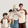 Áo thun gia đình kem tay nâu in gấu nhỏ, cotton 100% co giãn 4C, mát nhẹ, giá ưu đãi 153k 3
