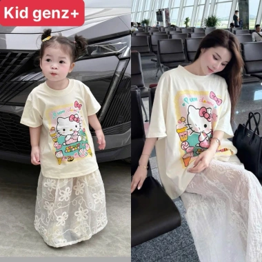 Áo thun gia đình Kitty Klome form xuông unisex cho mẹ và bé giá chỉ 175.000₫