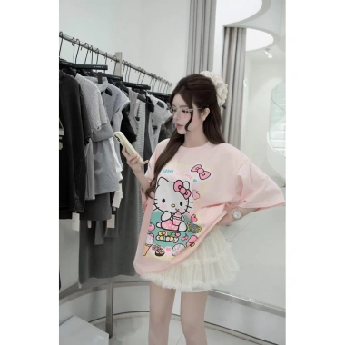 Áo thun gia đình Kitty Klome form xuông unisex cho mẹ và bé giá chỉ 175.000₫