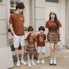 Áo thun gia đình màu nâu Dad Mom Me cotton 100% co giãn 4C mát, in bền, bảo hành - 123k 8