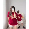 Áo Thun Gia Đình Ngựa In Giả Thêu Đỏ Đô Nam Nữ MC HOUSE Cổ Tròn Tay Lỡ Rộng 119k