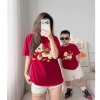 Áo Thun Gia Đình Ngựa In Giả Thêu Đỏ Đô Nam Nữ MC HOUSE Cổ Tròn Tay Lỡ Rộng 119k 8