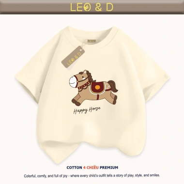 Áo thun gia đình Tết 2.026 in ngựa nâu đỏ cotton 4C LEO&D size 9-90kg giá 117.000đ