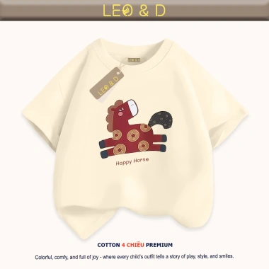 Áo thun gia đình Tết 2.026 in ngựa nâu đỏ cotton 4C LEO&D size 9-90kg giá 117.000đ