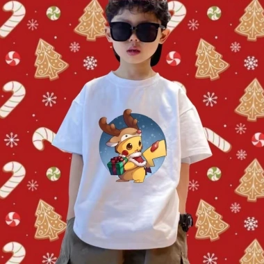 Áo thun Giáng sinh Happy Christmas Pikachu trẻ em cotton mềm giảm giá 22%
