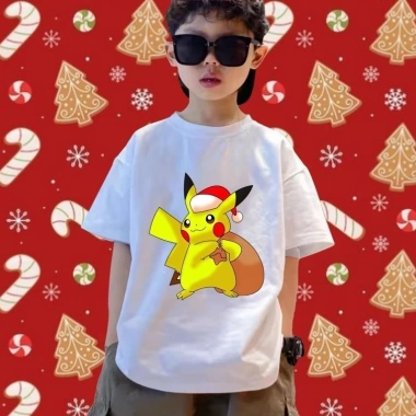 Áo thun Giáng sinh Happy Christmas Pikachu trẻ em cotton mềm giảm giá 22%
