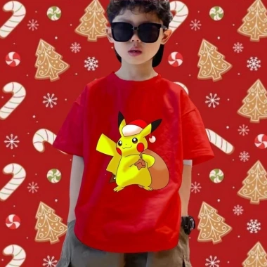Áo thun Giáng sinh Happy Christmas Pikachu trẻ em cotton mềm giảm giá 22%