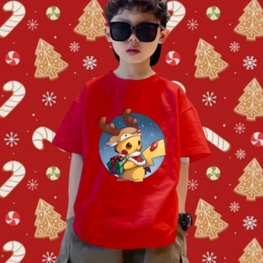 Áo thun Giáng sinh Happy Christmas Pikachu trẻ em cotton mềm giảm giá 22%