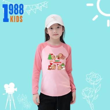 Áo thun giữ nhiệt dài tay bé gái Capybara đón Noel - Nhiều màu, thun borip thoáng khí, ấm áp, giá ưu đãi 78.500đ
