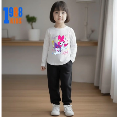 Áo thun giữ nhiệt dài tay thu đông cho bé gái Kuromi Mylody size 15‑38kg đồ ấm giảm giá 96.000 VNĐ