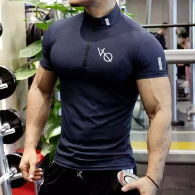 Áo Thun Gym Nam Cổ Trụ Ngắn Tay Form Ôm Body, Vải Thun Lạnh Co Dãn, Thể Thao, Giá Ưu Đãi 199k