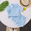 Áo thun Hàn Quốc bé trai mùa hè mỏng 2 bộ, nút tay ngắn + quần short polyester Giá ưu đãi 403.303 VND 2