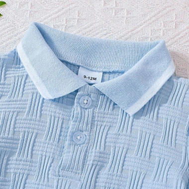Áo thun Hàn Quốc bé trai mùa hè mỏng 2 bộ, nút tay ngắn + quần short polyester Giá ưu đãi 403.303 VND 5