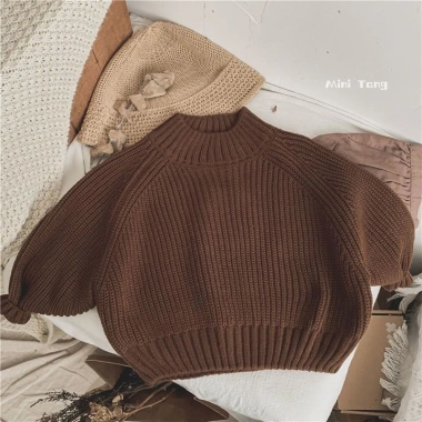 Áo thun Hàn Quốc trẻ em dày cotton màu trơn, áo len mùa xuân - thu - đông, phiên bản bé trai bé gái, giảm giá 209,370 VND