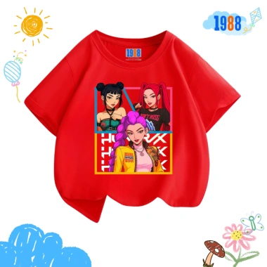 Áo thun Huntrix KPop Demon Hunters cực đáng yêu cho bé gái, nhiều màu, size 15-38kg, mã Hun01 8