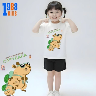 Áo thun in Capybara nhiều màu cho bé 15-38kg, áo phông bé trai bé gái, mã Capy 01 - Giá 90k