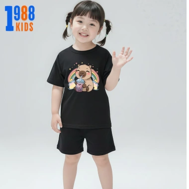 Áo thun in Capybara nhiều màu cho bé 15-38kg, áo phông bé trai bé gái, mã Capy 01 - Giá 90k