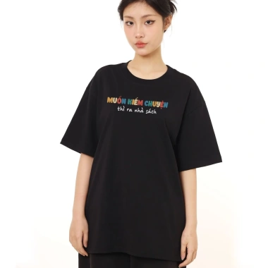 Áo thun in chữ hài hước Muốn Kiếm Chuyện Ra Nhà Sách - cotton250gsm, giá 186.750 VND 7