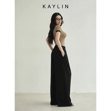 Áo thun KAYLIN Basic dáng ôm sọc co giãn cotton - BST Hè 2.025, giảm giá 270k
