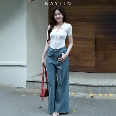 Áo thun KAYLIN cổ sơ mi nút, thun cotton co giãn, thanh lịch - 250.000đ