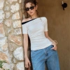 Áo thun KAYLIN form ôm cổ lệch thun co giãn cá tính BST Hè 2.025 - Giá 330k 5
