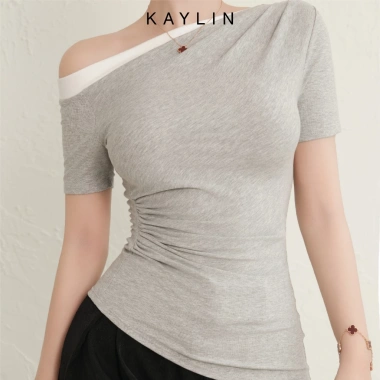 Áo thun KAYLIN form ôm cổ lệch thun co giãn cá tính BST Hè 2.025 - Giá 330k 7 Áo thun KAYLIN form ôm cổ lệch thun co giãn cá tính BST Hè 2.025 - Giá 330k 7