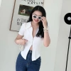 Áo thun KAYLIN Freesize form ôm cổ sơ mi, dây kéo hai đầu, thun cỏ giãn trẻ trung - Giá chỉ 260.000₫