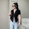 Áo thun KAYLIN Freesize form ôm cổ sơ mi, dây kéo hai đầu, thun cỏ giãn trẻ trung - Giá chỉ 260.000₫ 5