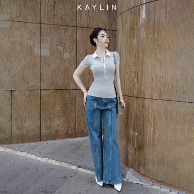 Áo thun KAYLIN Polo ôm sọc co giãn, phong cách công sở thanh lịch - N2.308