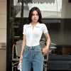 Áo thun KAYLIN polo phối khóa kéo, vải thun co giãn, phong cách thanh lịch - 270k 2