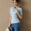 Áo thun KAYLIN Polo zip khóa, chiết eo, cotton co giãn, BST Tháng 3 A143T3 385k