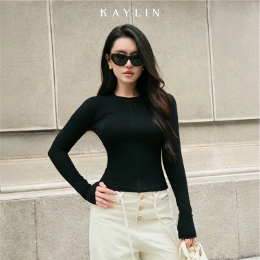 Áo thun KAYLIN tay dài basic, vải thun cotton co giãn, phong cách tối giản BST 11/2.025, 326.000₫
