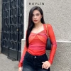 Áo thun KAYLIN tay dài chất lưới phối màu loang phong cách - Giá chỉ 289.000đ