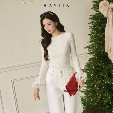 Áo thun KAYLIN tay dài phối hoa, ôm form, vải thun mây co giãn, thanh lịch BST 11/2.025 422.000₫