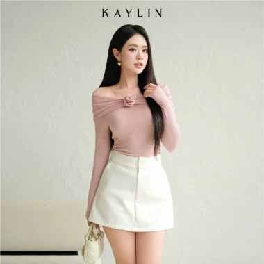 Áo thun KAYLin tay dài trễ vai phối hoa thun co giãn phong cách sang chảnh N2.185 340k