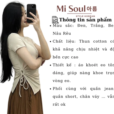Áo Thun Khoét Bên Eo Vạt Nhọn Cotton MiSoul BigSize - Rút Eo Dây, Giá Ưu Đãi 89.000₫ 2