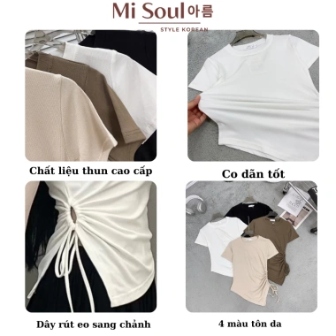Áo Thun Khoét Bên Eo Vạt Nhọn Cotton MiSoul BigSize - Rút Eo Dây, Giá Ưu Đãi 89.000₫ 3