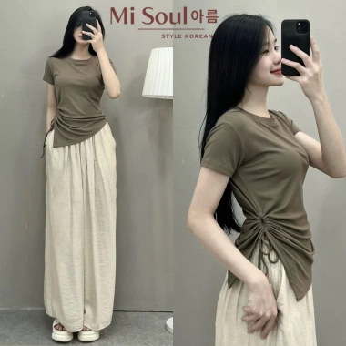 Áo Thun Khoét Bên Eo Vạt Nhọn Cotton MiSoul BigSize - Rút Eo Dây, Giá Ưu Đãi 89.000₫ 5