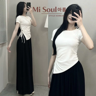 Áo Thun Khoét Bên Eo Vạt Nhọn Cotton MiSoul BigSize - Rút Eo Dây, Giá Ưu Đãi 89.000₫ 6