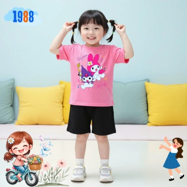 Áo thun Kuromi và Melody cute bé gái - cotton mát, giảm giá 90k (giá gốc 110.7k)