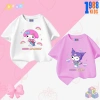 Áo thun Kuromi và Mylody cho bé gái - Cotton co giãn 4 chiều, hồng trắng 90k