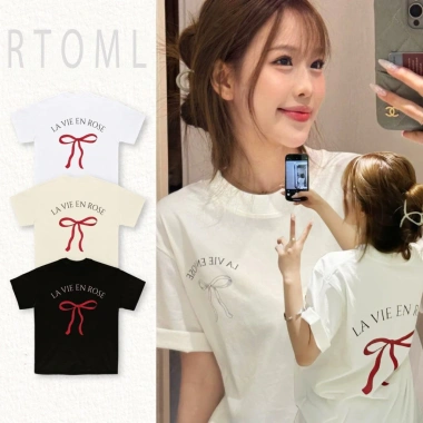 Áo thun LA VIE EN ROSE 100% cotton cổ tròn form rộng 250gsm màu đen trắng RTOML 9